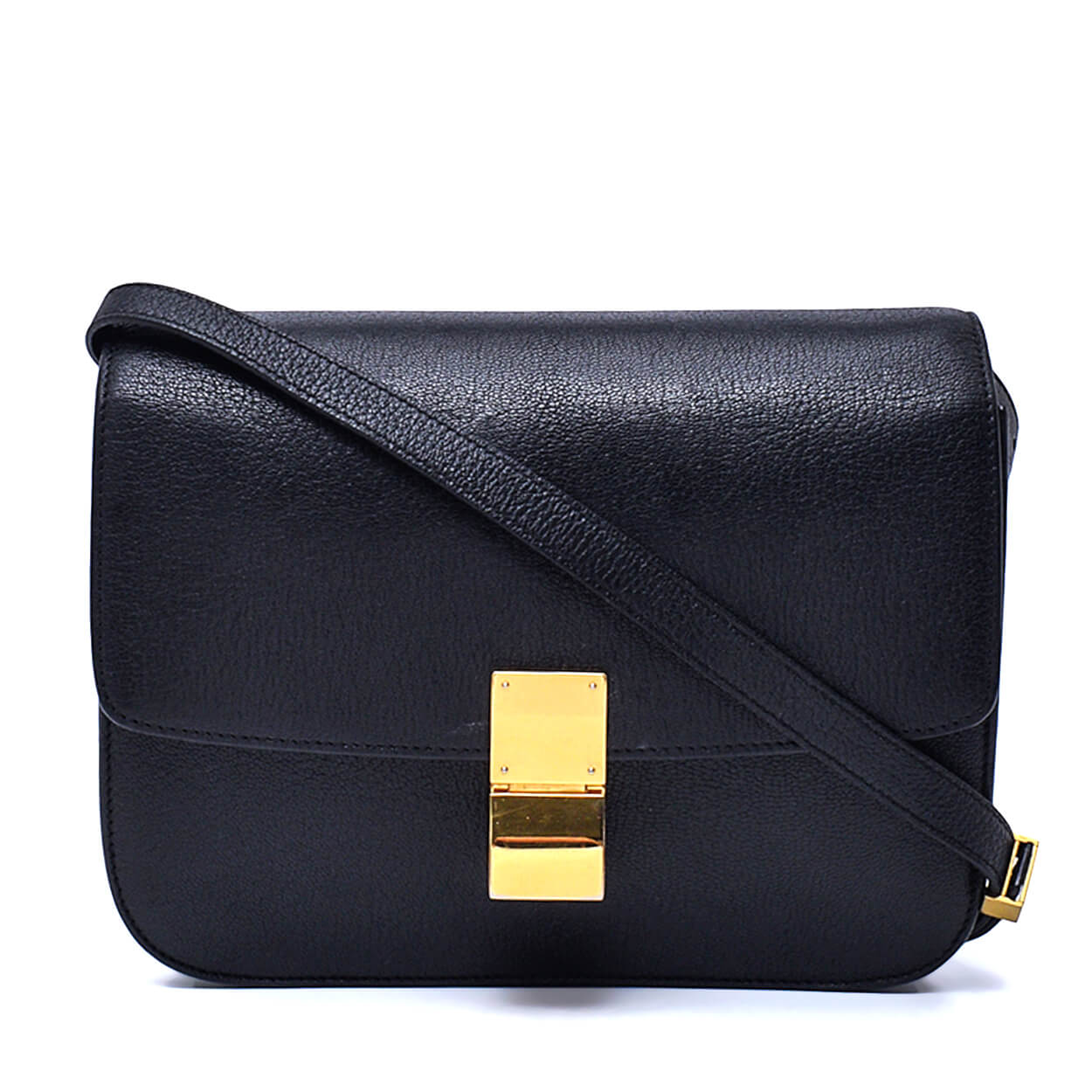 Celine - Black Grained Leather Classic Box Teen Flap Bag